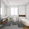 Bathroom Carpet Toilet Cushion Cover Microfiber Absorbent Non-Slip Mat Three-piece Set=U-shaped 40*60cm+50*50cm U+50*80cm