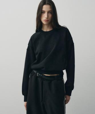 NOIRER FOR WOMAN Panel Crop Sweatshirt (Black)