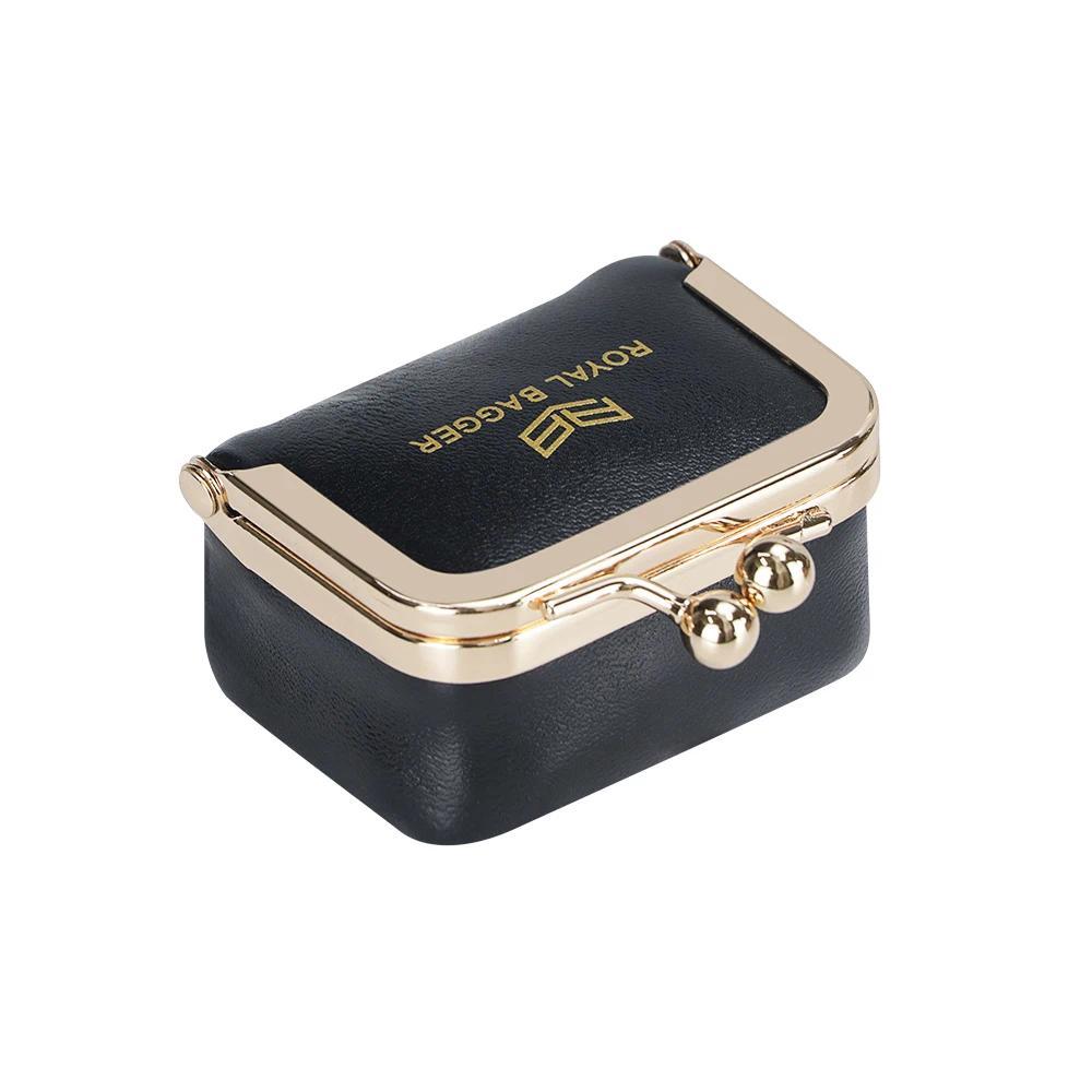 Small Size, Royal Bagger Retro Genuine Leather Mini Kiss Lock Coin Purse – Women s Jewelry Box for Earrings, Rings & More 3894 чёрный
