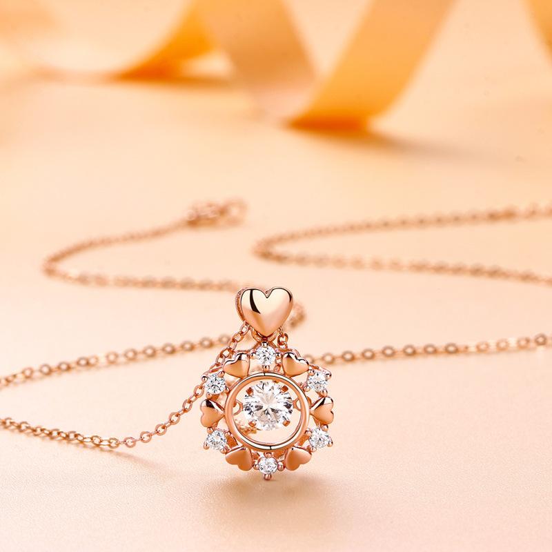 Beating Heart Necklace Female Love Smart Pendant High-end Temperament Heart Connected Clavicle Chain Jewelry