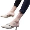 2025 New Summer Semi-drag High Heels Temperament Pointed Sandals Women's Stiletto Mid-heeled Slippers Women's Fashion Women's Shoes