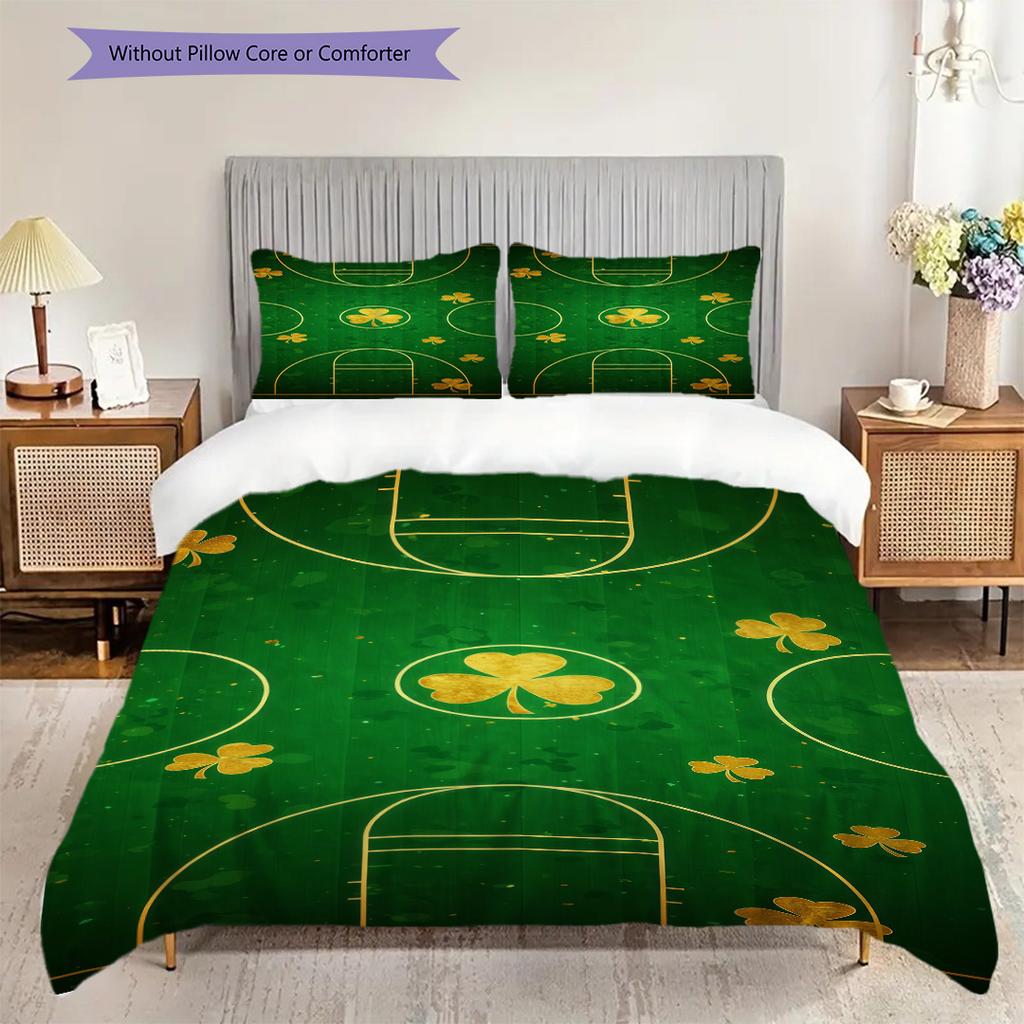 Celtics Spirit Green White Glory Three-piece set(1 * duvet cover + 2 * pillowcase, without core)Duvet cover and pillowcase Soft and comfortable