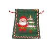 Christmas Eve Drawstring Gift Bag with Cartoon Snowman, Bear, and Santa Patterns