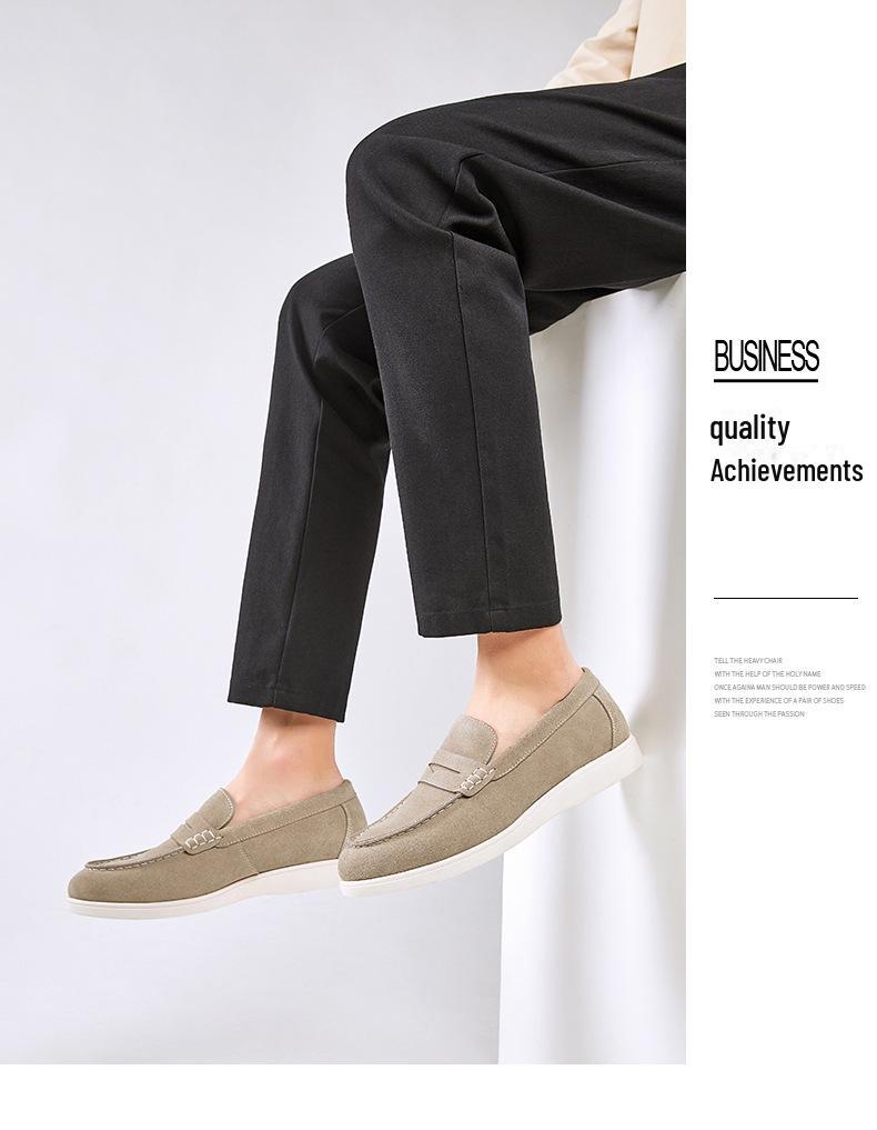 Men's British-Style Suede Nubuck Loafers - Slip-On Casual Shoes