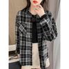 Women Thick Plush Warm Plaid Shirts Vintage Pocket Loose Blouse Autumn Winter Female Casual Korean Long Sleeve Tops