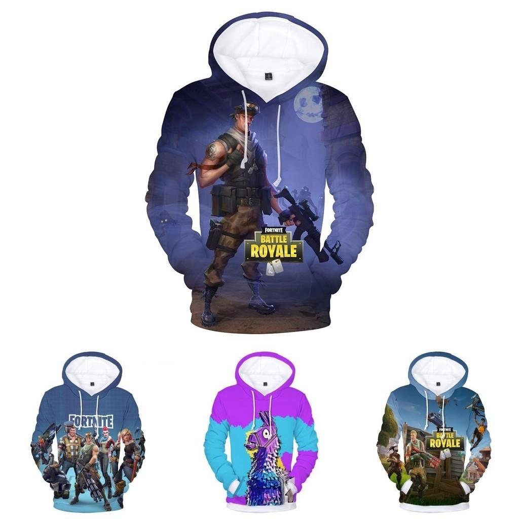 Fortnite Battle 3d Printed Hoodie Jacket Sweatshirt Spandex Material Round Neck Hip Hop Style