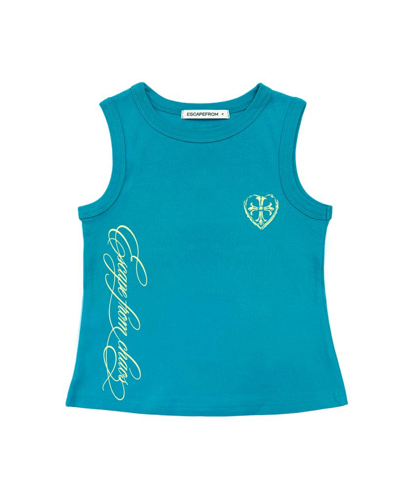 ESCAPEFROM Escf Lettering Cross Print Sleeveless Grey