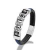 Punk Men Biker Chain Braided Genuine Leather Bracelet Stainless Steel Magnetic Buckle Bracelet Gifts Homme Pulseras