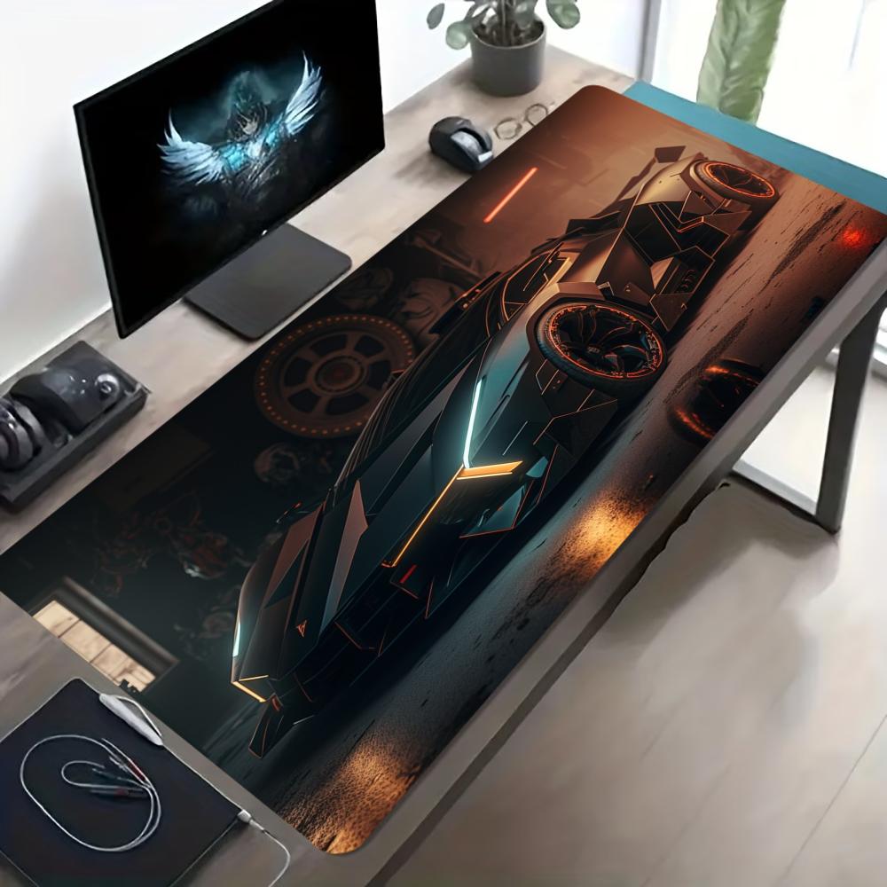 Cyber Neon Supercar Gaming-Mauspad Rutschfest Vernäht Schreibtischmatte Glatte Oberfläche Cooler Stil Büro-Schreibtisch Heim-Schreibtisch Dekorationen