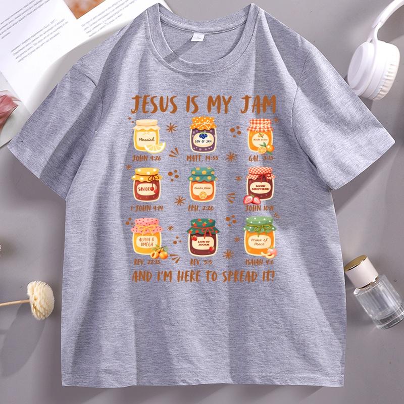 Jesus Is My Jam Tshirt Unisex Women Casual Cotton Short Sleeve Boho Christian TShirt Religious Tee Trendy Faith Unisex Clothes