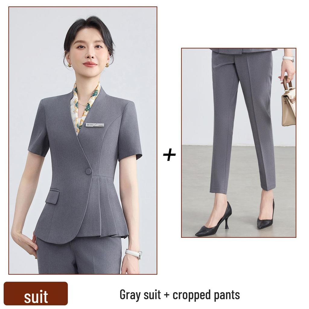 2026 Women's Summer Professional Suit: Short Sleeve Formal Fashion for Hotel Reception and Jewelry Store Workwear