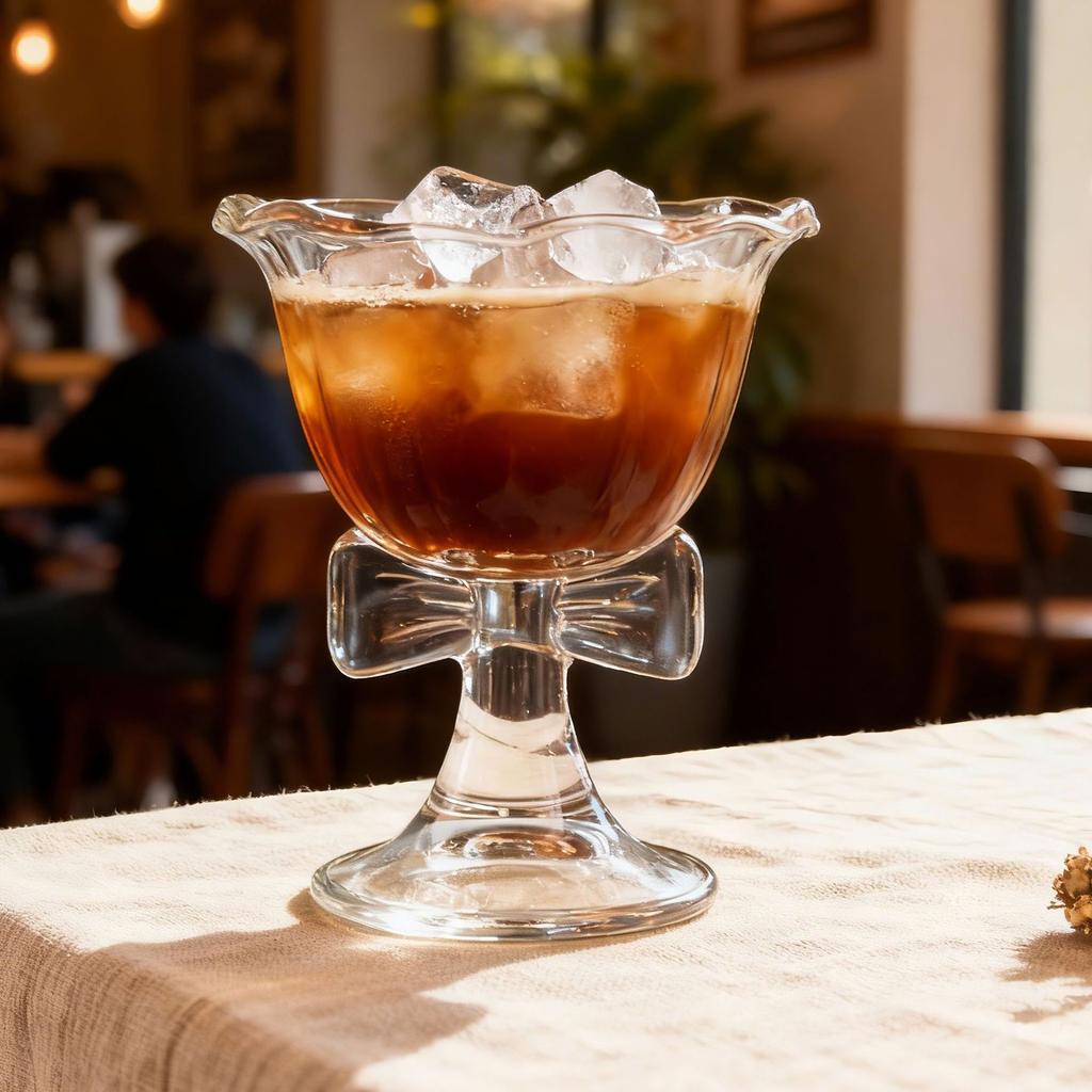 Bow Ice Cream Cup Elegant Butterfly Juice Milkshake Glass Cup