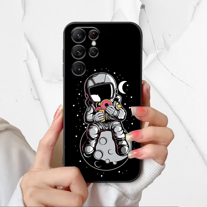 Astronaut Pattern Phone Case For Samsung Galaxy S25 Ultra Covers For Galaxy S 25 Ultra Soft Silicone Shell Black TPU Fundas