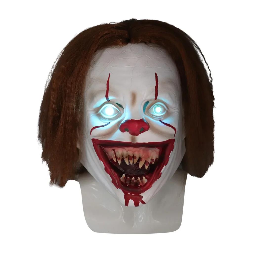 Joker 2 Latex Glow Cosplay Mask Horror Halloween LED Wig