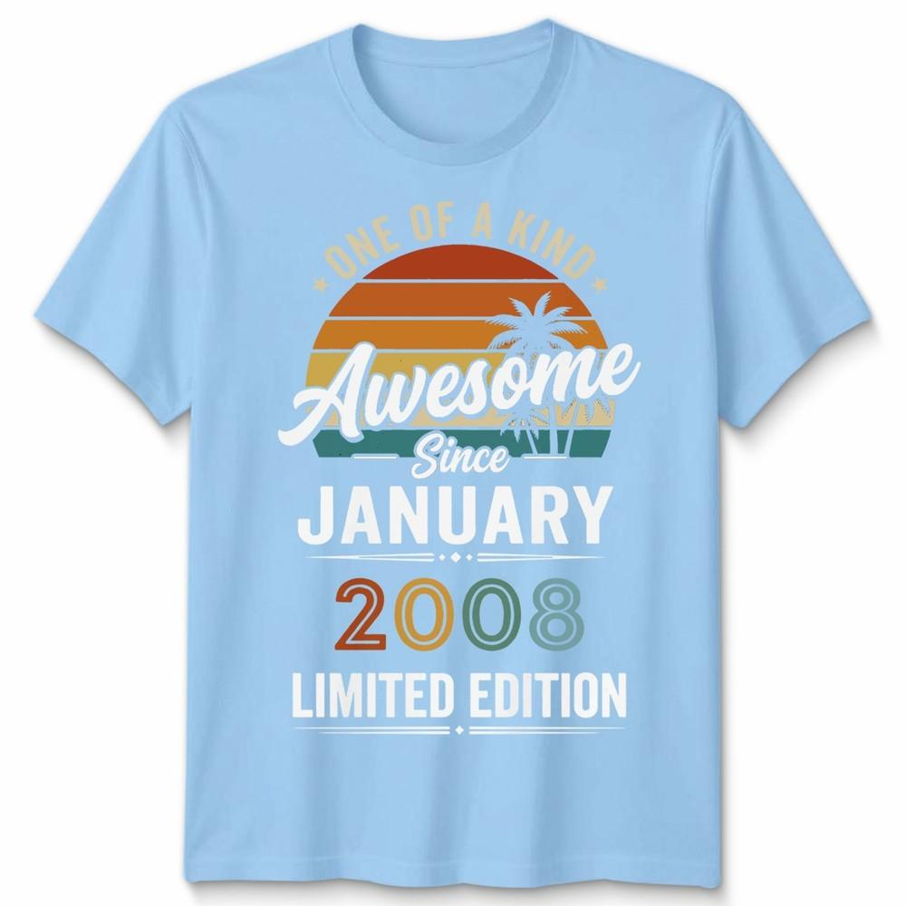 Retro 18 Years Old Unisex T Shirt January 2008 Vintage 18th Birthday Tee S