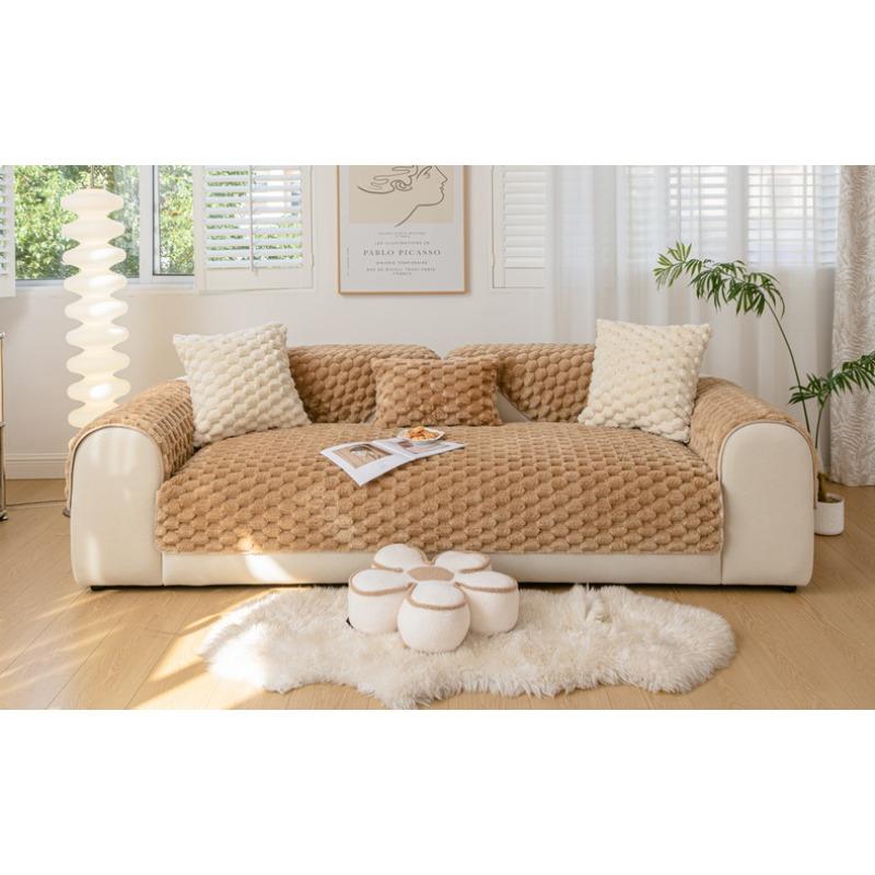 New Winter Sofa Cushion Thickened Warm Lamb Velvet Sofa Cover Non-slip Backrest Armrest Cover Cloth Towel Cover