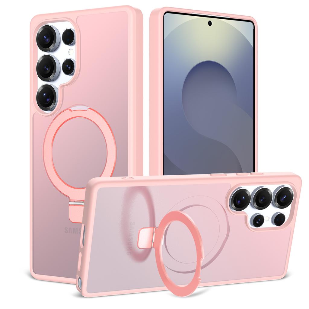 For Samsung S25edge Frosted Semi Transparent Stand Phone Case 2-in-1 Magnetic 24Ultra Phone Case