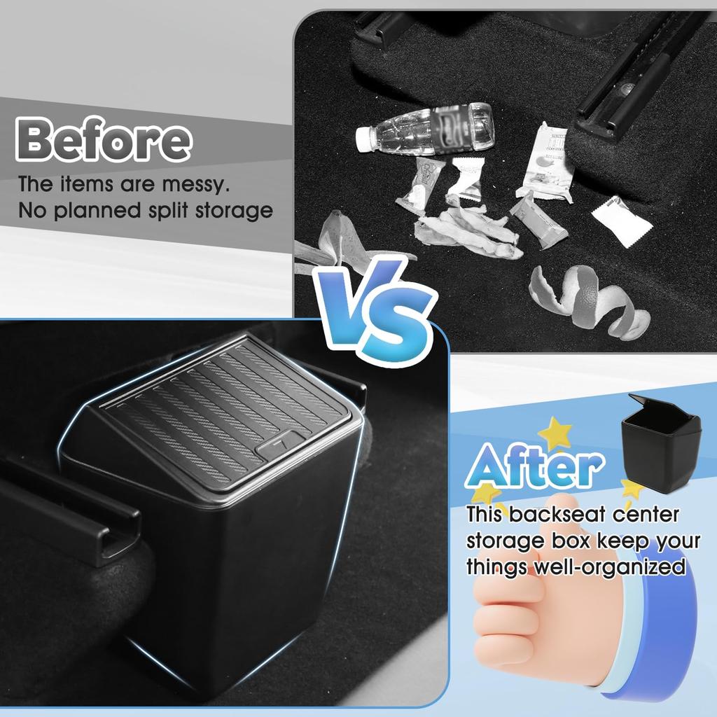 Shademax Rear Trash Can For Tesla Model Y Juniper 2026 2025 Center Console Organizer Backseat Storage Box Underseat Storage Tray Garbage Can Bin For