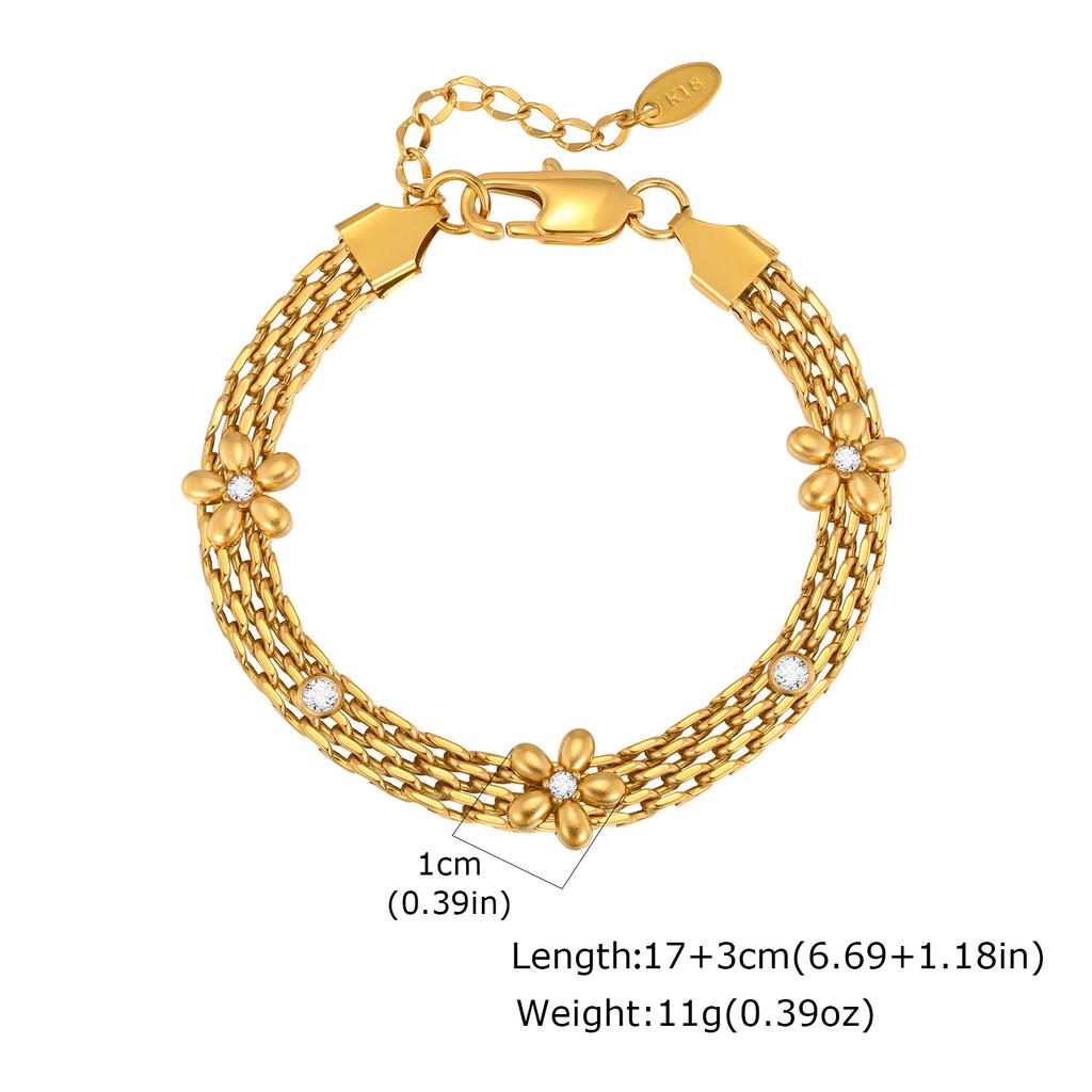 Stainless Steel Mesh Strap Bracelet With Zircon Plated 18K Gold, Ladies Luxury Jewelry Accessories Br-2650
