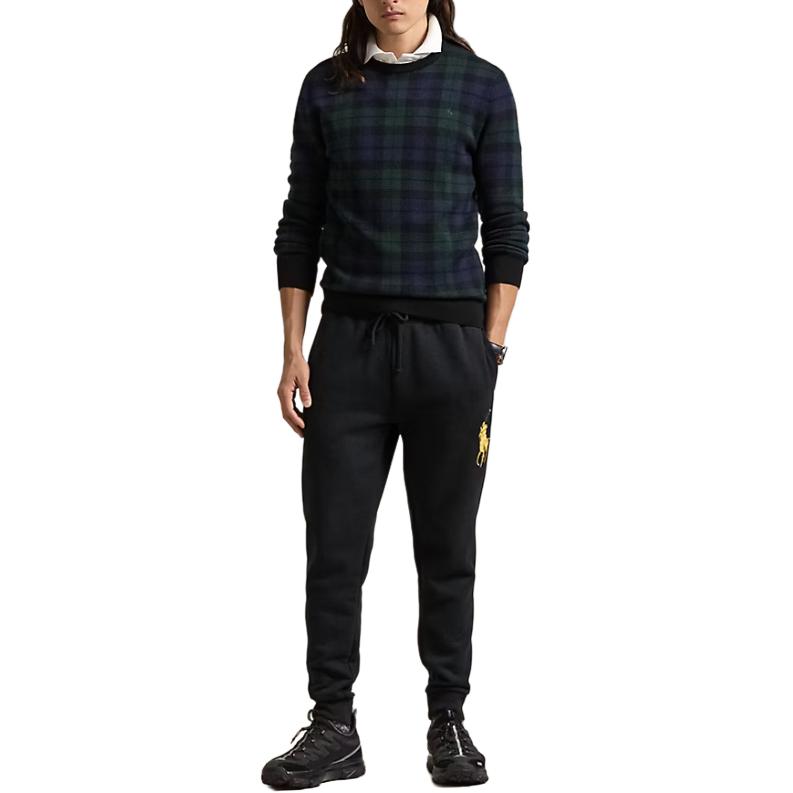 Polo Ralph Lauren Big Pony Embroidered Cotton Polyester Blend Fleece Drawstring Waist Pocket Long Ribbed Hem Knitted Sweatpants 710952242-001