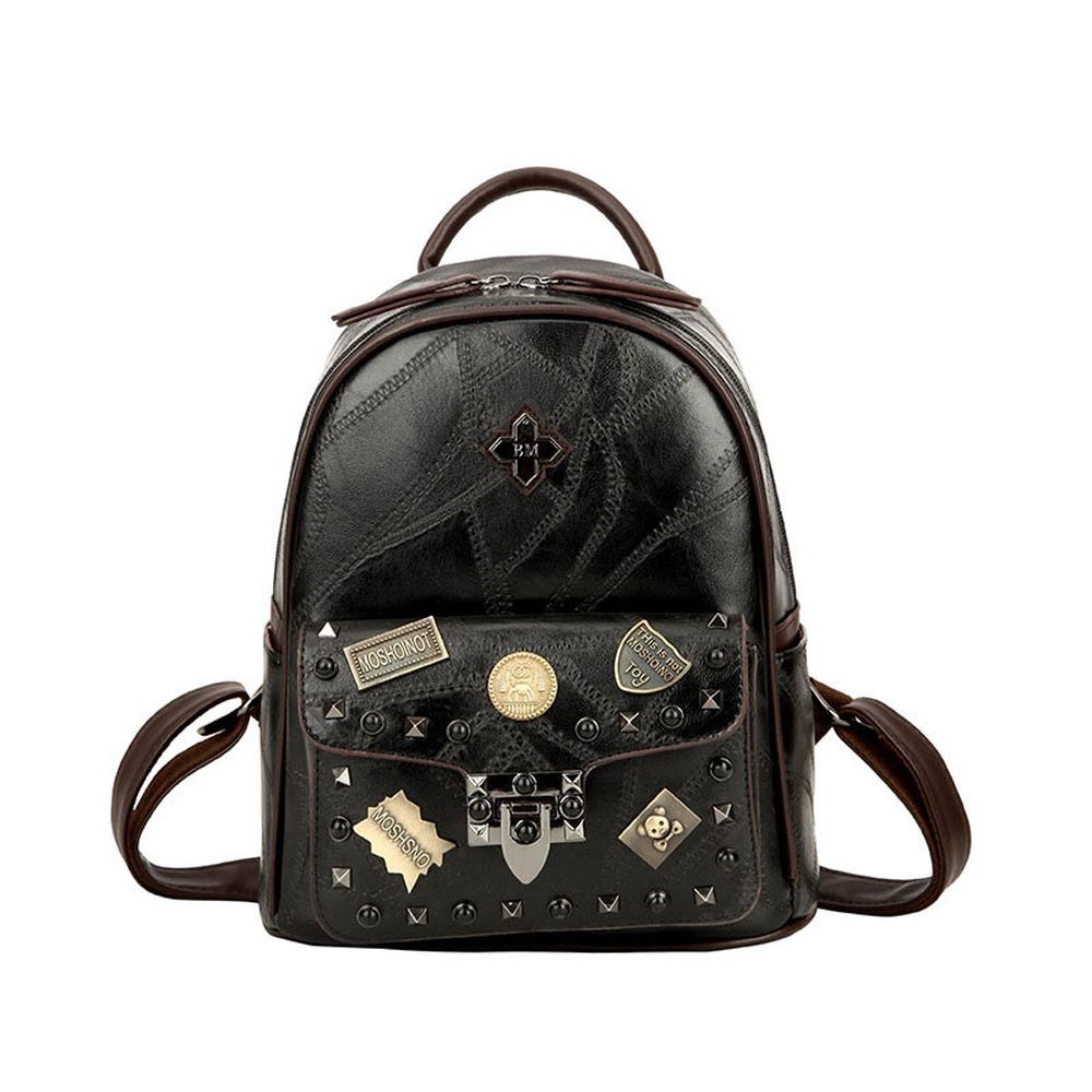 

Рюкзак женский, универсальная сумка через плечо из искусственной кожи, дорожный значок для покупок, небольшой рюкзак с заклепками