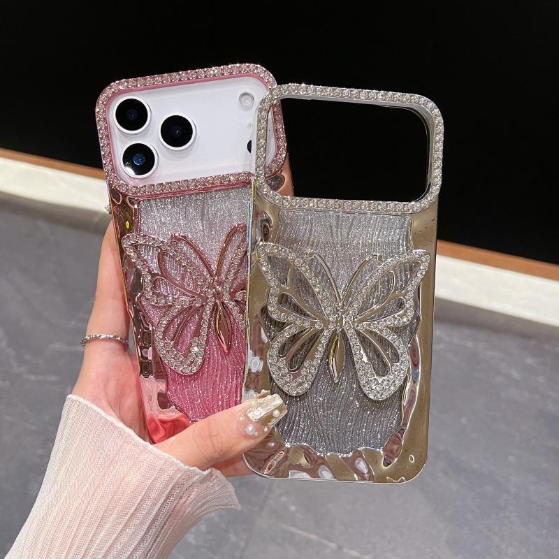 3D Bling Glitter Butterfly Gradient Diamond Phone Case For For Iphone 17 Air 16 1 14 13 12 11 Pro Max Plus Plating Shockproof Cover