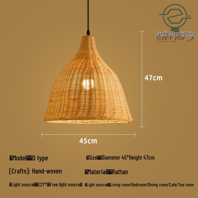 Zen Style Bamboo Rattan Pendant Light for Tea Rooms and Restaurants