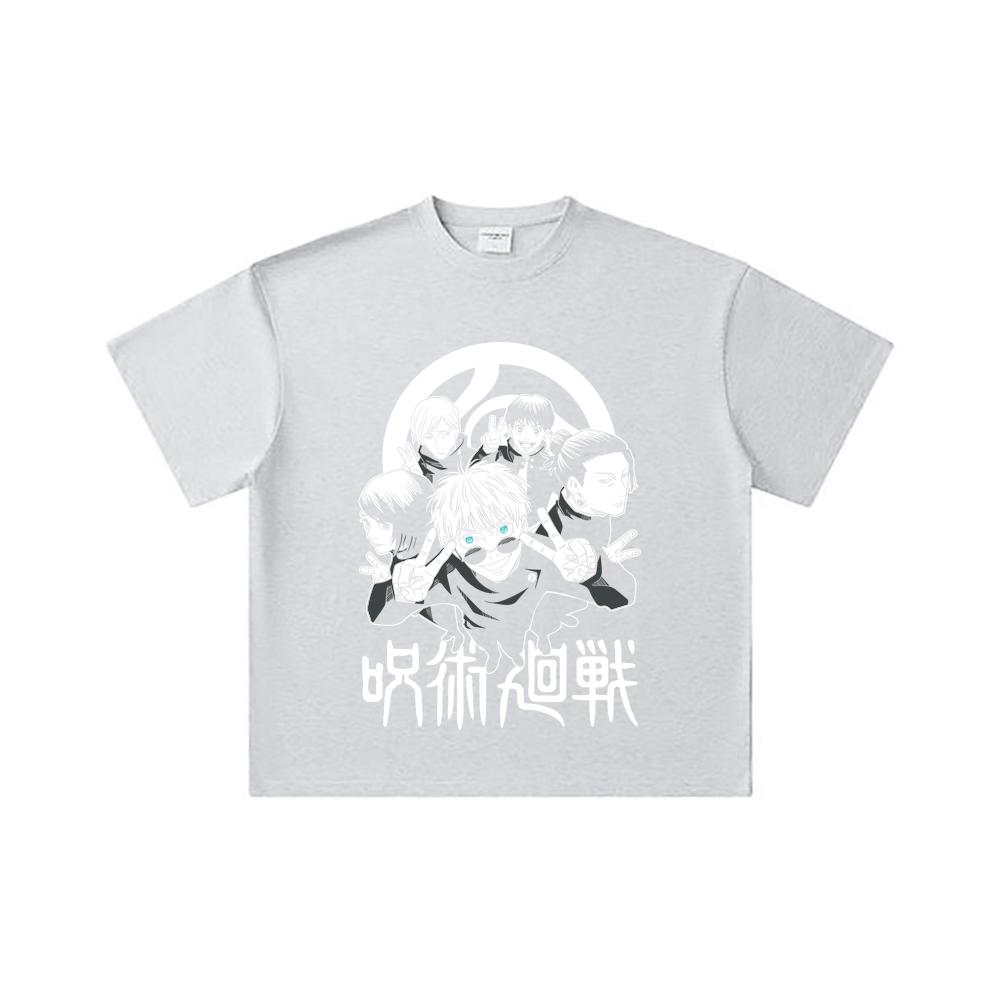 260 GSM Double Yarn 32 Count 100% Cotton Jujutsu Kaisen V30 Team Gojo Print Unisex Heavy Cotton T Shirt