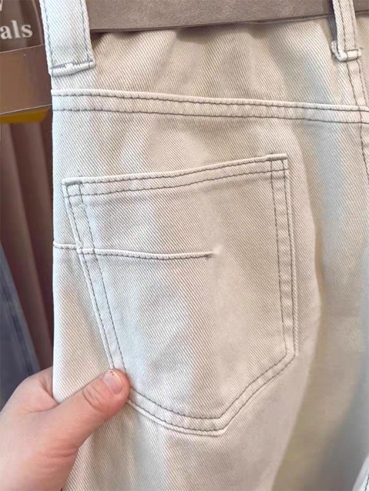 Women's Plus Size High Waist Retro Curved Leg Off-White Jeans – 2025 Style, Loose Fit, Banana Pants