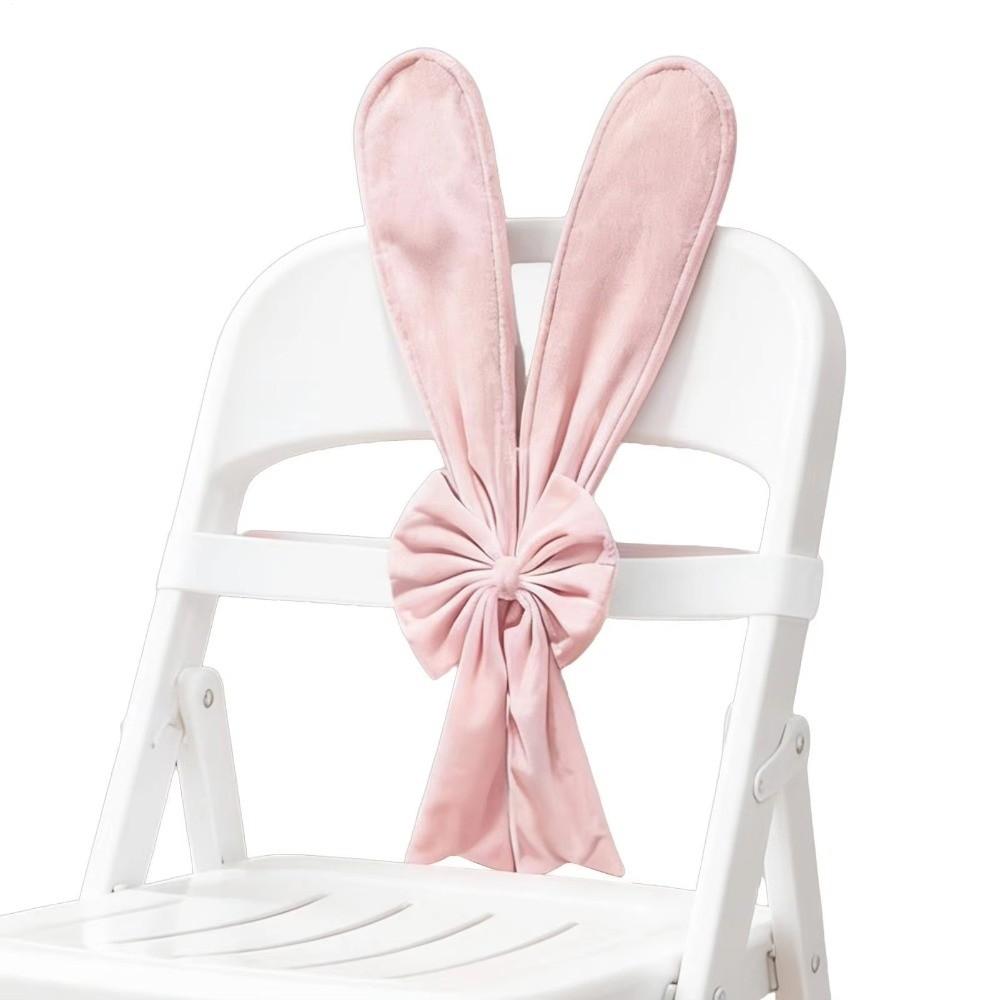 Elastic Straps Bunny Ear Slipcover Festive Removable Rabbit Ears Chair Back Cover Comfortable Pink Dining Chair Protector Bar