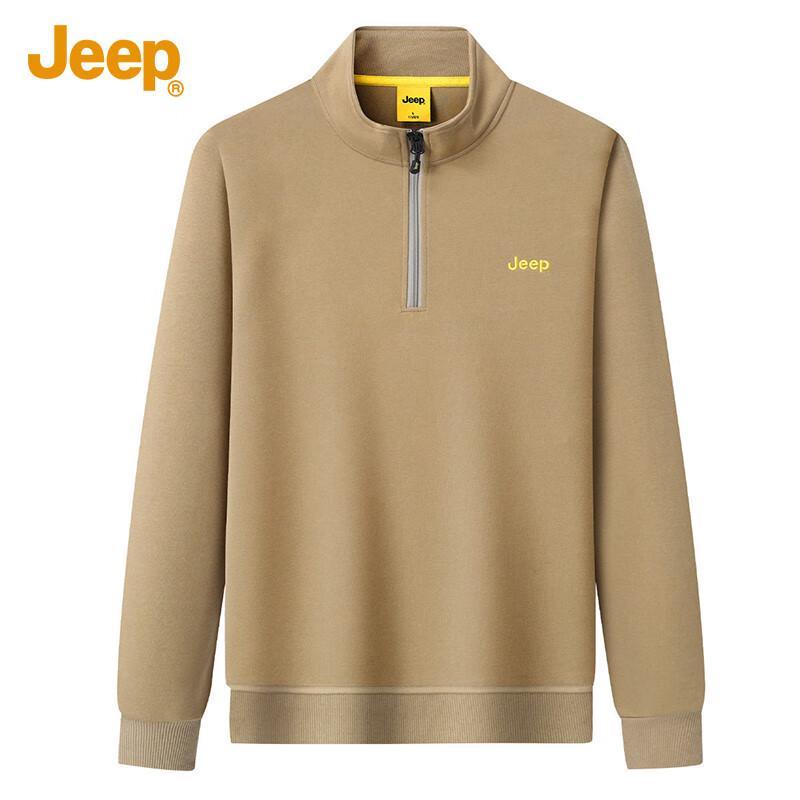 JEEP Men's Silk Blend Stand Collar Half-Zip Sweatshirt