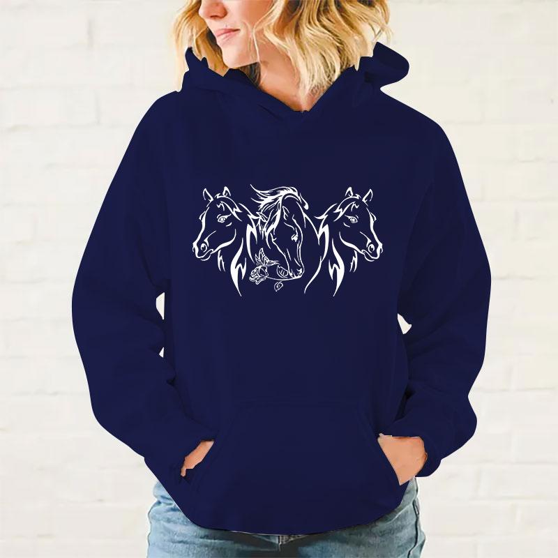 Y2k Hoodies Horses Hoodies Pullover Unisex Hooded Sweatshirt Harajuku Streetswear Long Sleeve