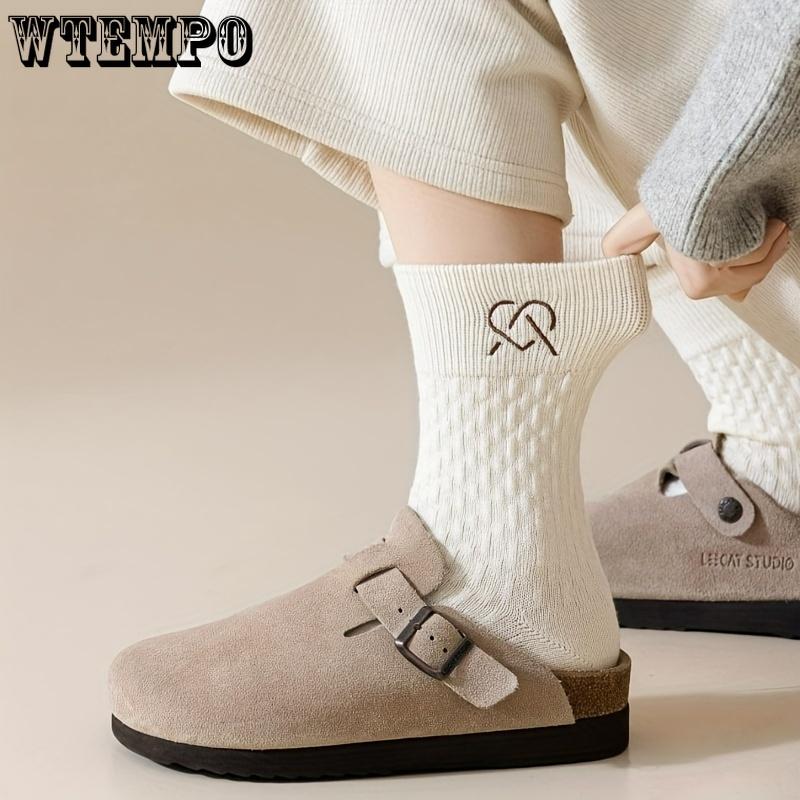 6pcs Women's Cozy Thick Mid-Calf Socks - Warm, Breathable & Soft Solid Color Winter Socks with Elegant College Style, Cute Socks