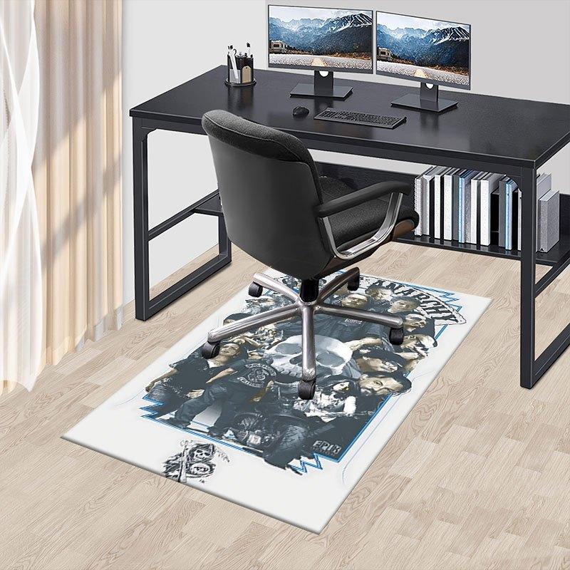 1pc Sons of Anarchy Themed Office Carpet Chair Mats - Durable Polyester Rug for Home Theater, Office, Dorm Room Decor - tA41
