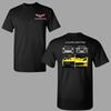 Corvette Car T-shirt, Front and Back Print 2 Sides Featuring Yellow C7 Z06 Split