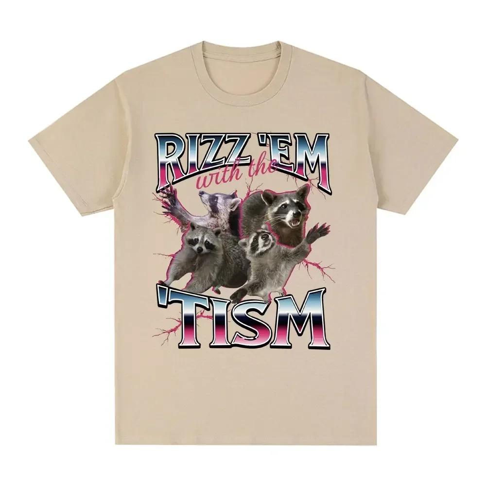 Rizz Em with The Tism Autism Racoon Tshirt Summer Casual Fashion Short Sleeve T-shirt Women's Extra Large T-shirt