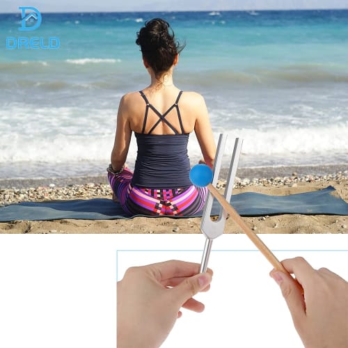 Dreld Tuning Fork Set, Sound Healing Therapy Tool, 9 Pieces, 174/285/396/417/528/639/741/852/963Hz, with Silicone Hammer and Bag, Vibration Instrument
