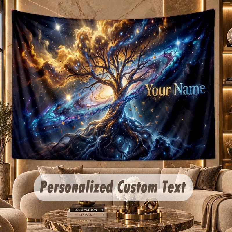 Tree of Life (1) Theme Wall Tapestry Customized With Name Text Personalized Hanging Tapestry For Bedroom Living Room Decor