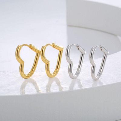 Ear Cuffs Minimalistas de Coração Banhados a Ouro Real Design de Luxo