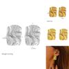 18k Gold Titanium Steel Geometric Irregular Textured Earrings For Stylish Commuters