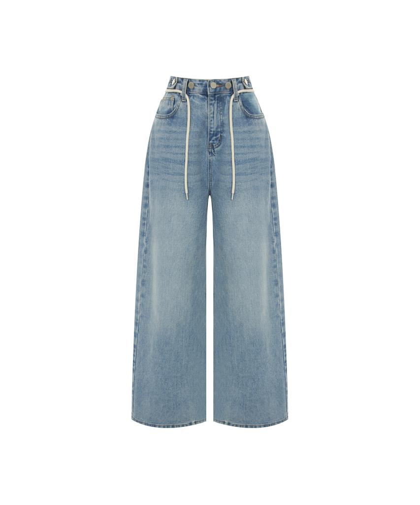 PAIGEFLYNN Snap Detail Washed Denim Pants_P6Apt014C