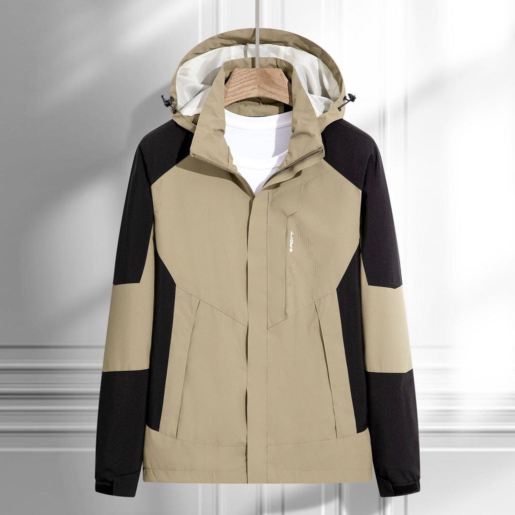 Giacca da Trekking Impermeabile Uomo Abbigliamento Outdoor Antivento Camping Traspirante con Cappuccio Alpinismo Sport Cappotti