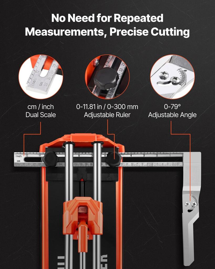 430mm Manual Tile Cutter for Wall & Polished Tiles,Double Rails for Precise Cutting, Tungsten Carbide Wheel,Non-Slip Handle,Anti-Displacement Pressure