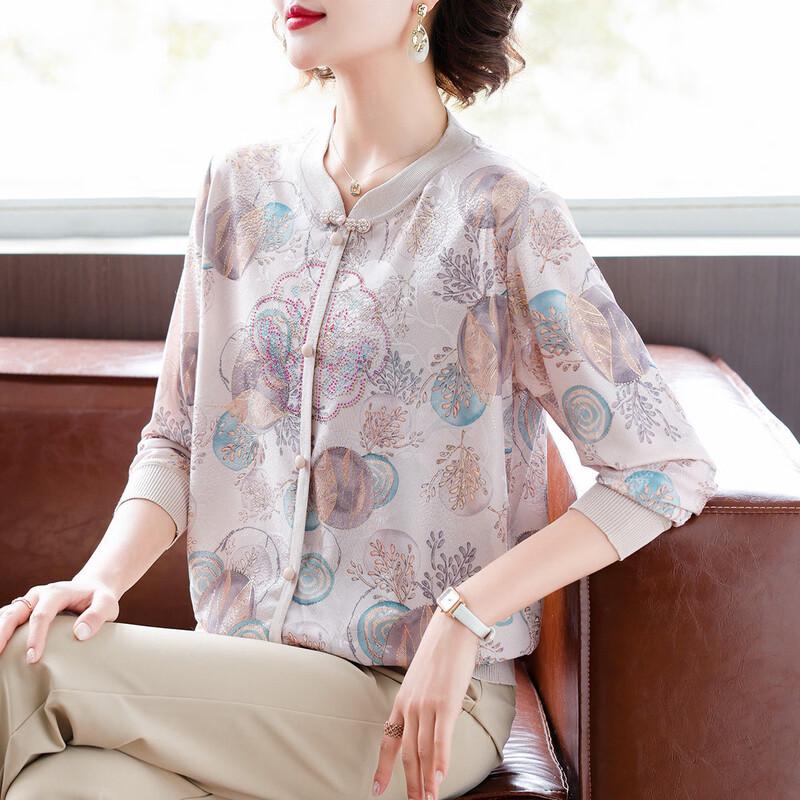 

Женская жаккардовая трикотажная футболка с длинным рукавом 3XL