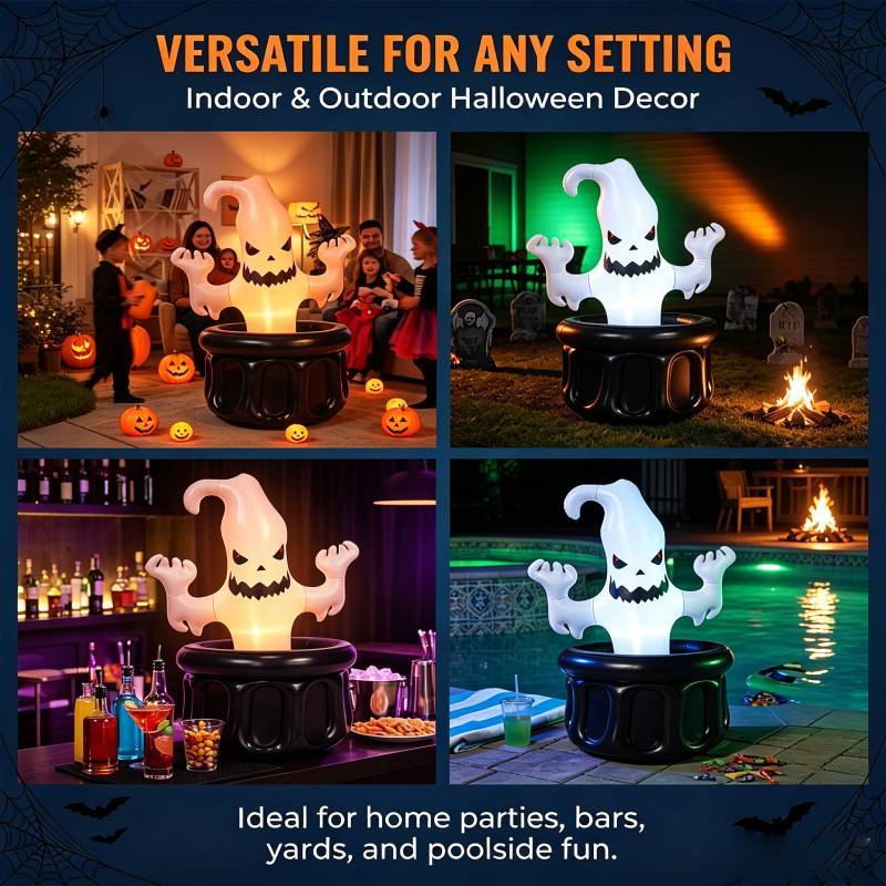 Ghost Inflatable Ice Cooler With Pvc Material For Halloween Indoor Outdoor Use