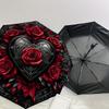 1pc Gothic Heart Roses Emblem Umbrella with Plastic Handle,Suitable for All Seasons Home Travel Outdoor UmbrellaDD1172