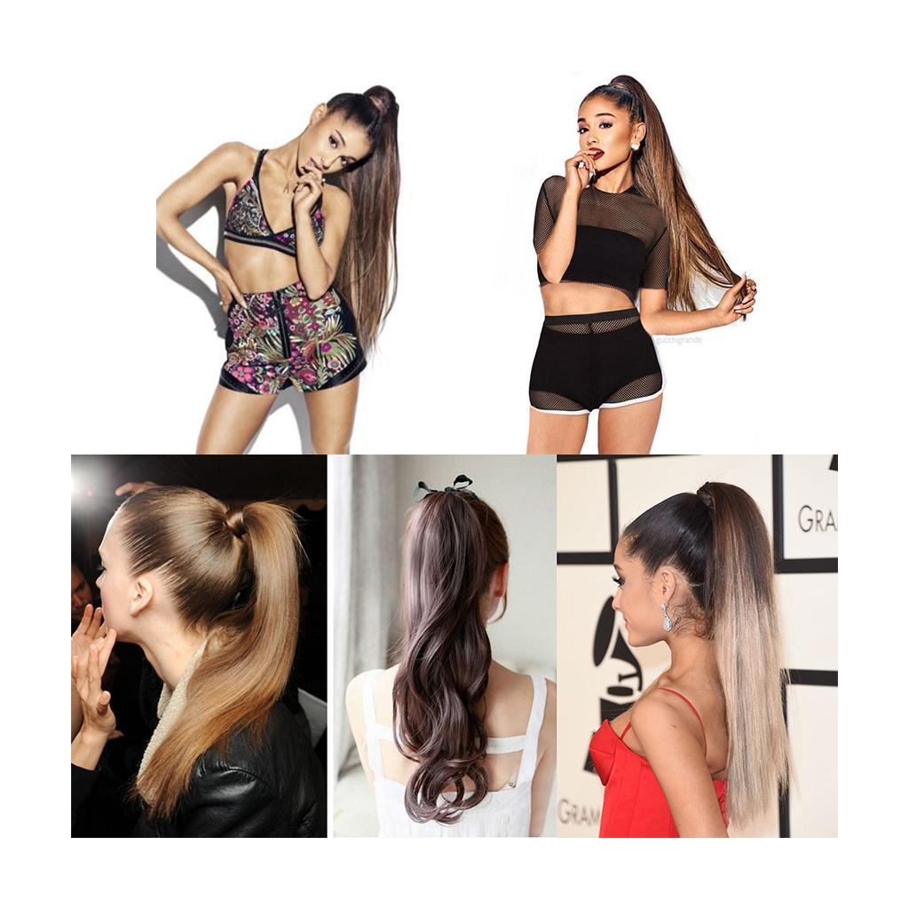 MISS WIG Women Synthetic Long Straight Ponytail Extensions Heat Resistant Hair 22 and 34 Inch Wrap Around Pony Hairpiece for Women