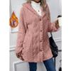 Women's Hooded Long Sleeve Fleece Coat Loose Fit Casual Winter Jacket for Daily Outdoor Wear