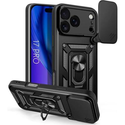Protective Case - E.F.CONNECTION - for iPhone 17 Pro - Shockproof - Sliding Camera Protection - Black