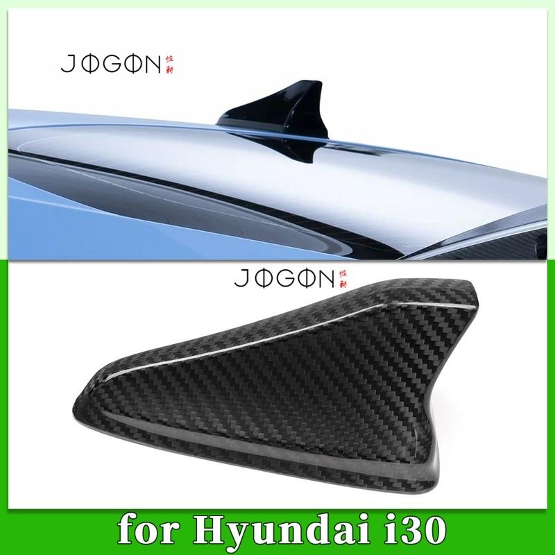 For Hyundai i30 N 2024 Real Carbon Fiber Exterior Car Roof Antenna Stickers Shark Fin Cover Trim Accessories